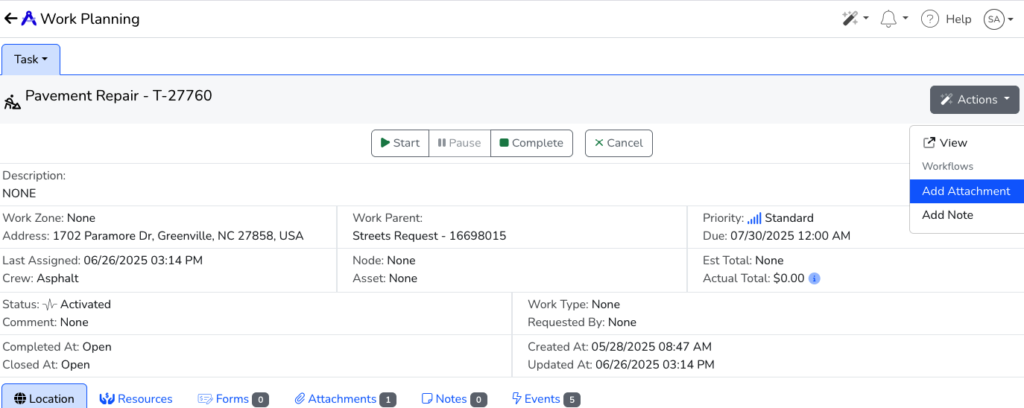 Mavtrek screenshot for Adding an Attachment